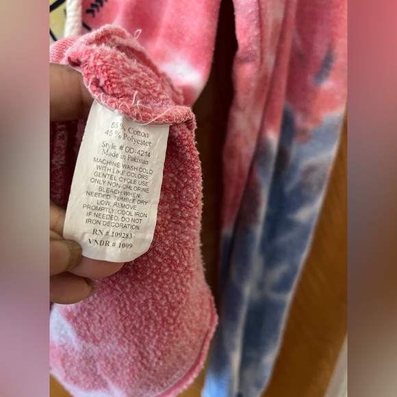 Ocean Drive tie dye Santa Cruz split neck hoodie L - Picture 5 of 6